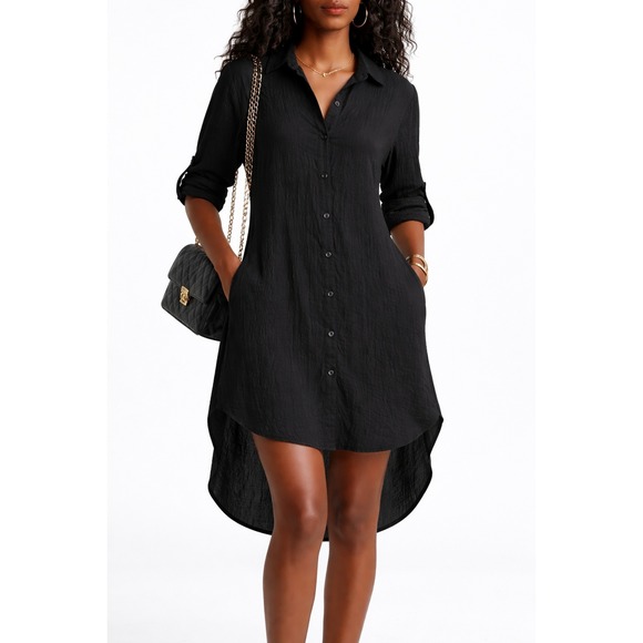 Prana Dresses & Skirts - prAna Womens Foundation Shirt Dress Black Crinkle Gauze Boho Casual M